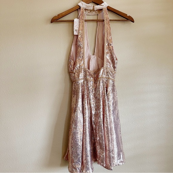 Free People Flim Nior Pink Sequin Mini Dress - Picture 4 of 6